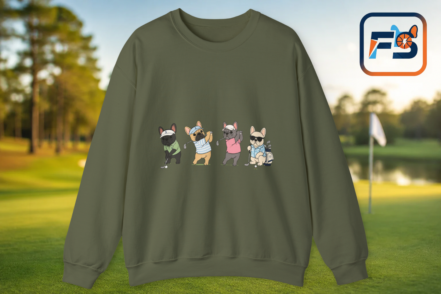 Frenchie Golf Sweatshirt, French Bulldog Golf Crewneck, Funny Golf Dog Sweatshirt, Golf Lover Gift, Country Club Frenchie Pullover