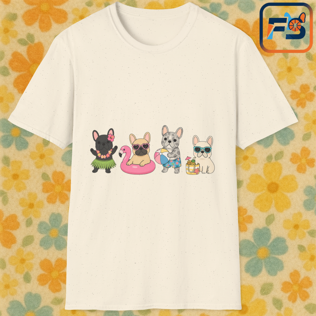 Summer French Bulldog Shirt, Beach Frenchie Tee, Cute Frenchie Summer Shirt, Vacation Dog Mom Shirt, Tropical French Bulldog Graphic Tee