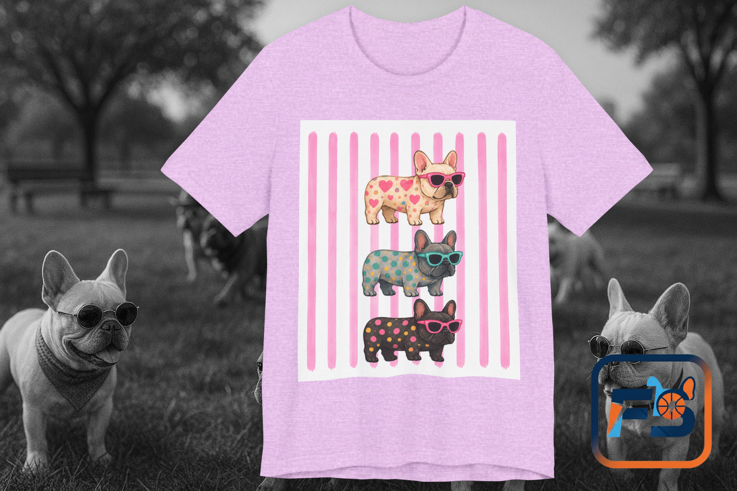 Cute French Bulldog Shirt, Pink Frenchie Sunglasses Tee, Colorful Frenchie Graphic Shirt, Dog Mom Gift, French Bulldog Lover T-Shirt