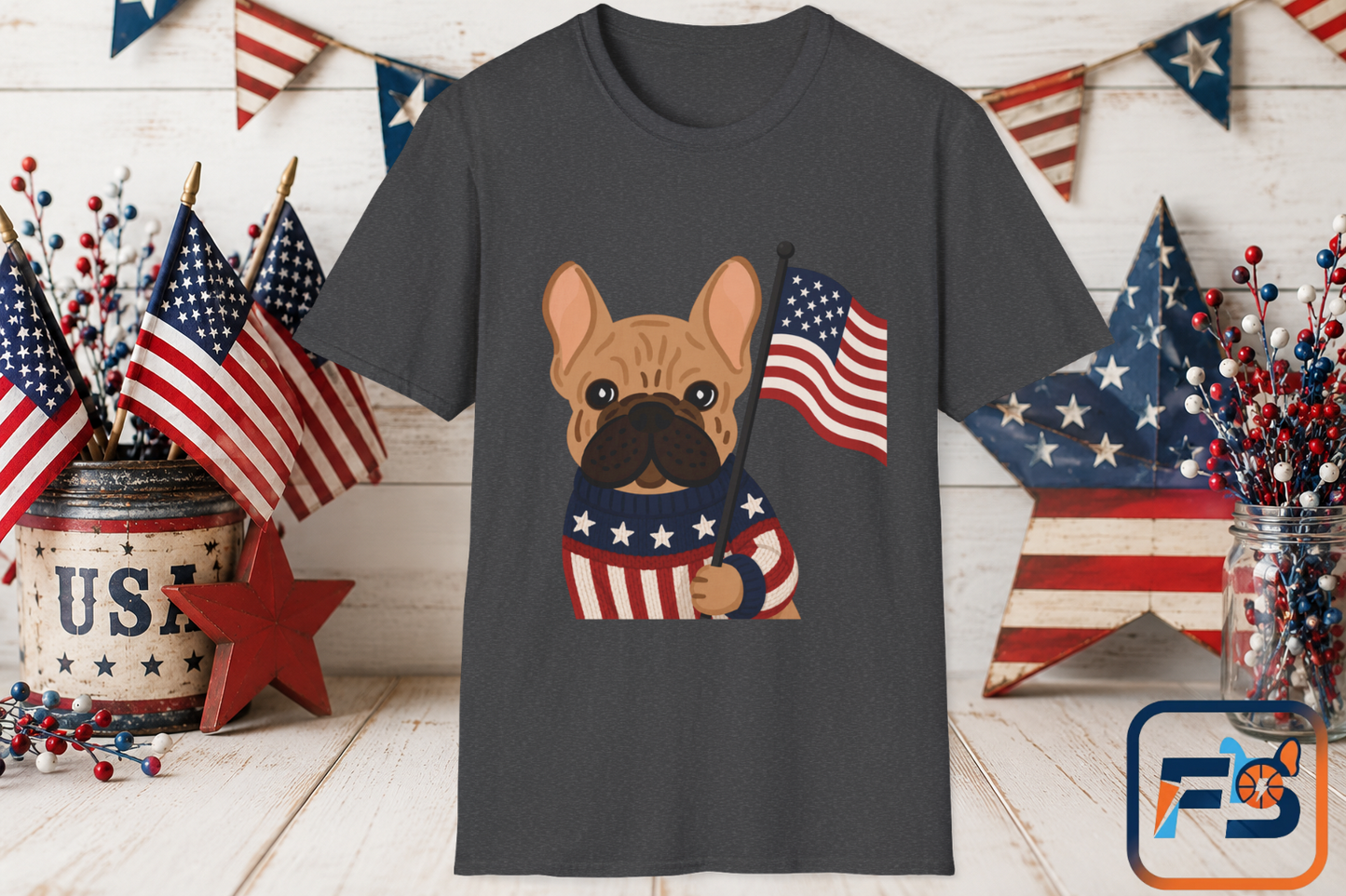 Patriotic French Bulldog Shirt, American Flag Frenchie Tee, 4th of July Dog Shirt, USA French Bulldog Shirt, Independence Day Frenchie, Dog Lover Gift, Patriotic Puppy Tee