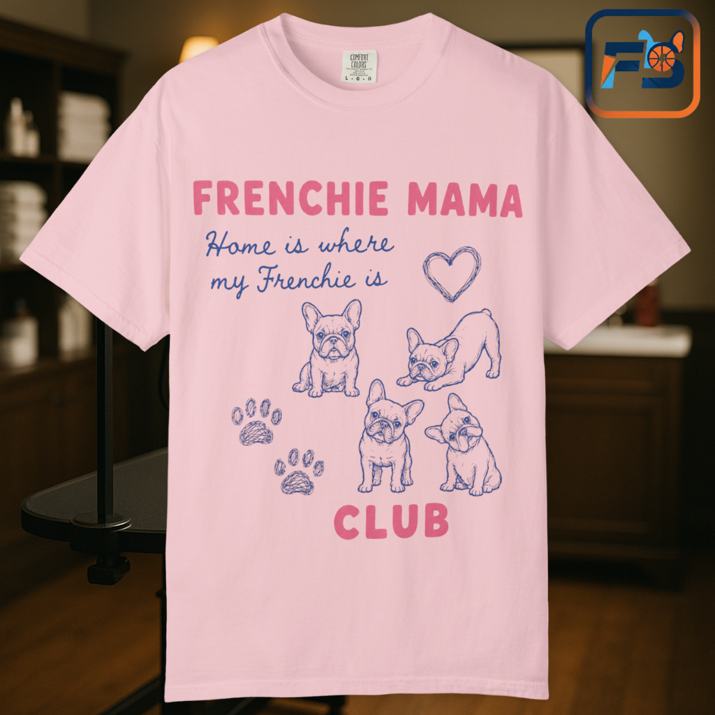 Frenchie Mama Club Shirt, French Bulldog Mom Tee, Frenchie Mom Gift, Dog Mom Shirt, Home Is Where My Frenchie Is, Cute French Bulldog Shirt, Pet Lover Tee