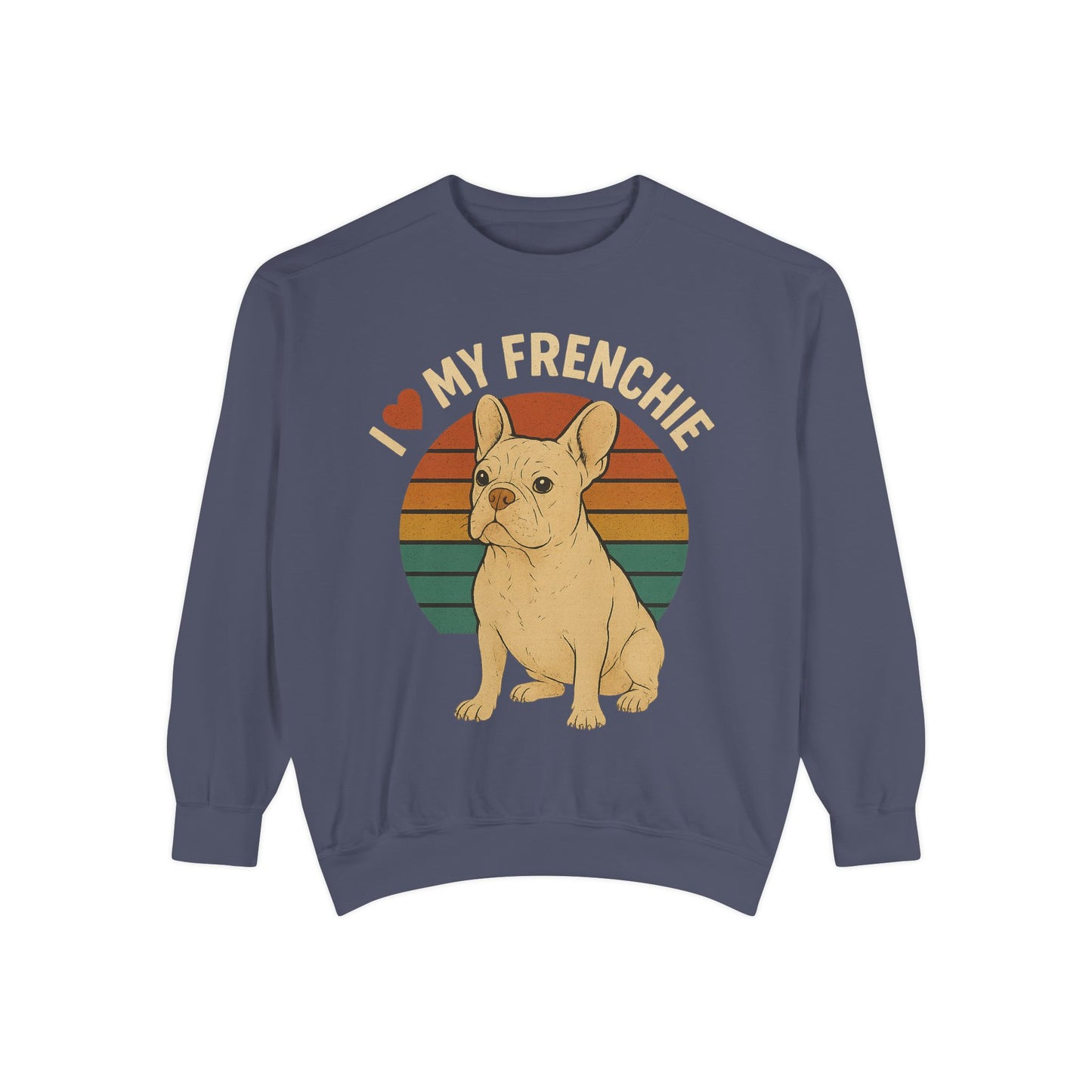 Retro Cream French Bulldog Pullover | Vintage Frenchie Sweatshirt | Cute Dog Lover Gift | Unisex Cozy French Bulldog Sweater