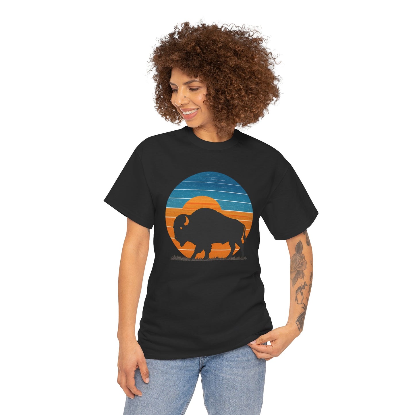 Oklahoma Bison Sunset Shirt | Retro Buffalo Tee | OKC Basketball Colors T-Shirt