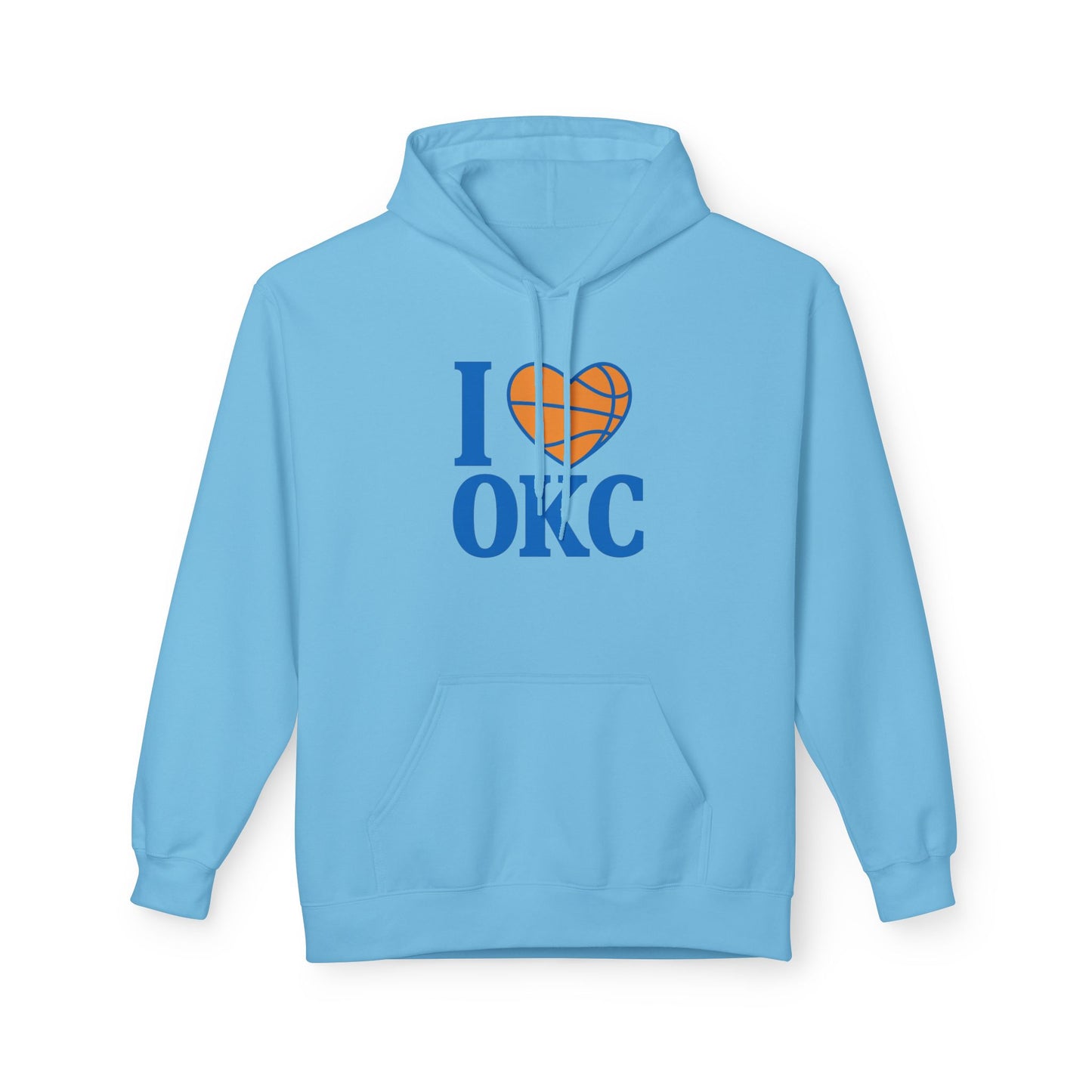 I Love OKC Basketball Hoodie | Oklahoma City Fan Pullover | Blue & Orange Game Day Sweatshirt