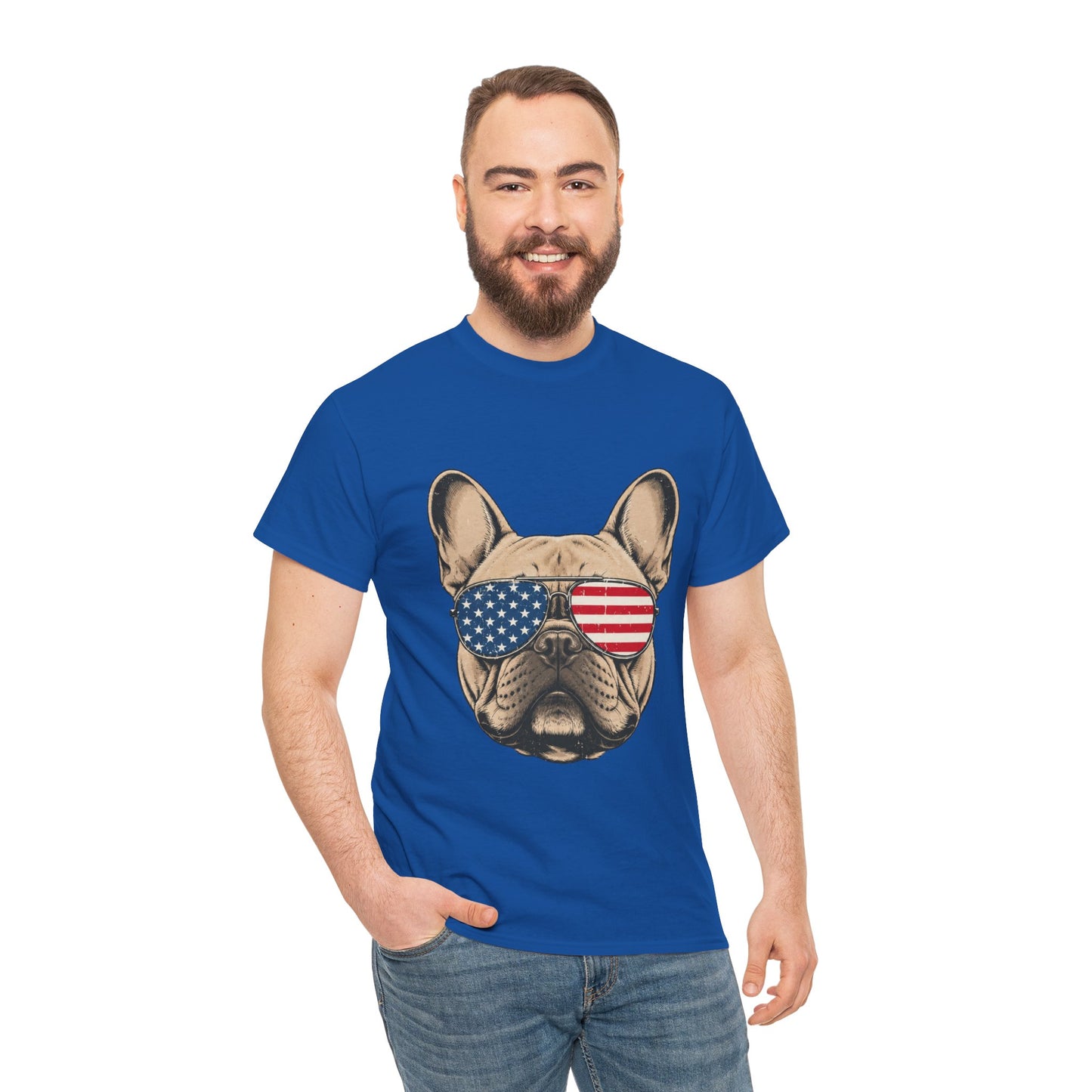 Patriotic French Bulldog Shirt, American Flag Sunglasses Frenchie Tee, Fourth of July Dog Lover Shirt, USA French Bulldog Gift
