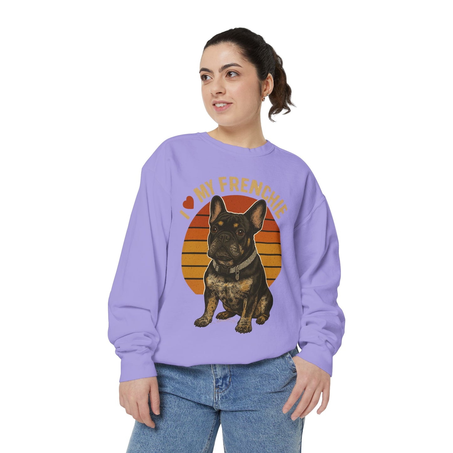 I Love My Frenchie Sweatshirt | Retro French Bulldog Pullover | Vintage Dog Lover Crewneck | Frenchie Mom & Dad Gift