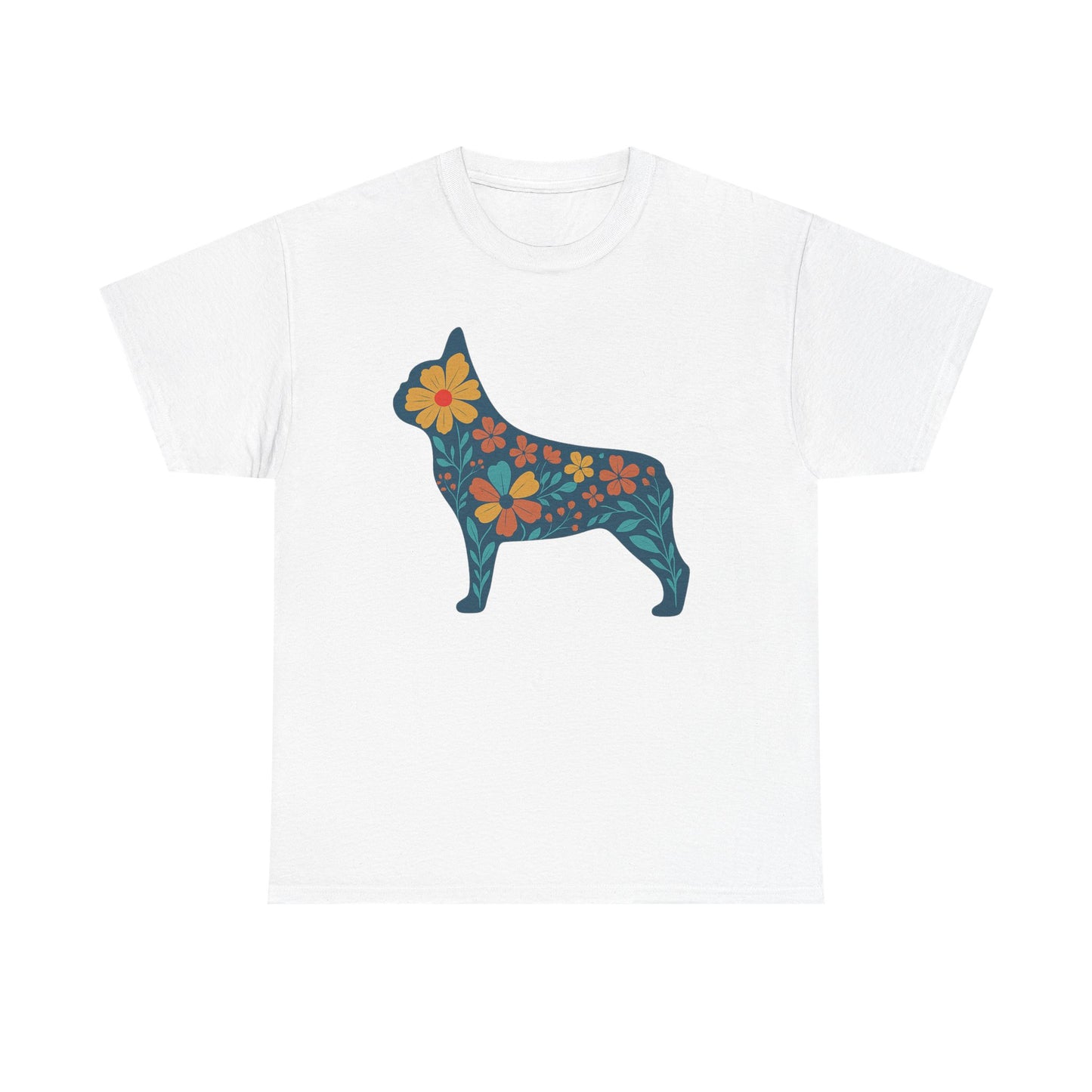 Floral Frenchie T-Shirt | Bright Flower French Bulldog Tee | Cute Dog Lover Shirt | Retro Pet Mom Gift | Boho Botanical Frenchie Graphic Tee