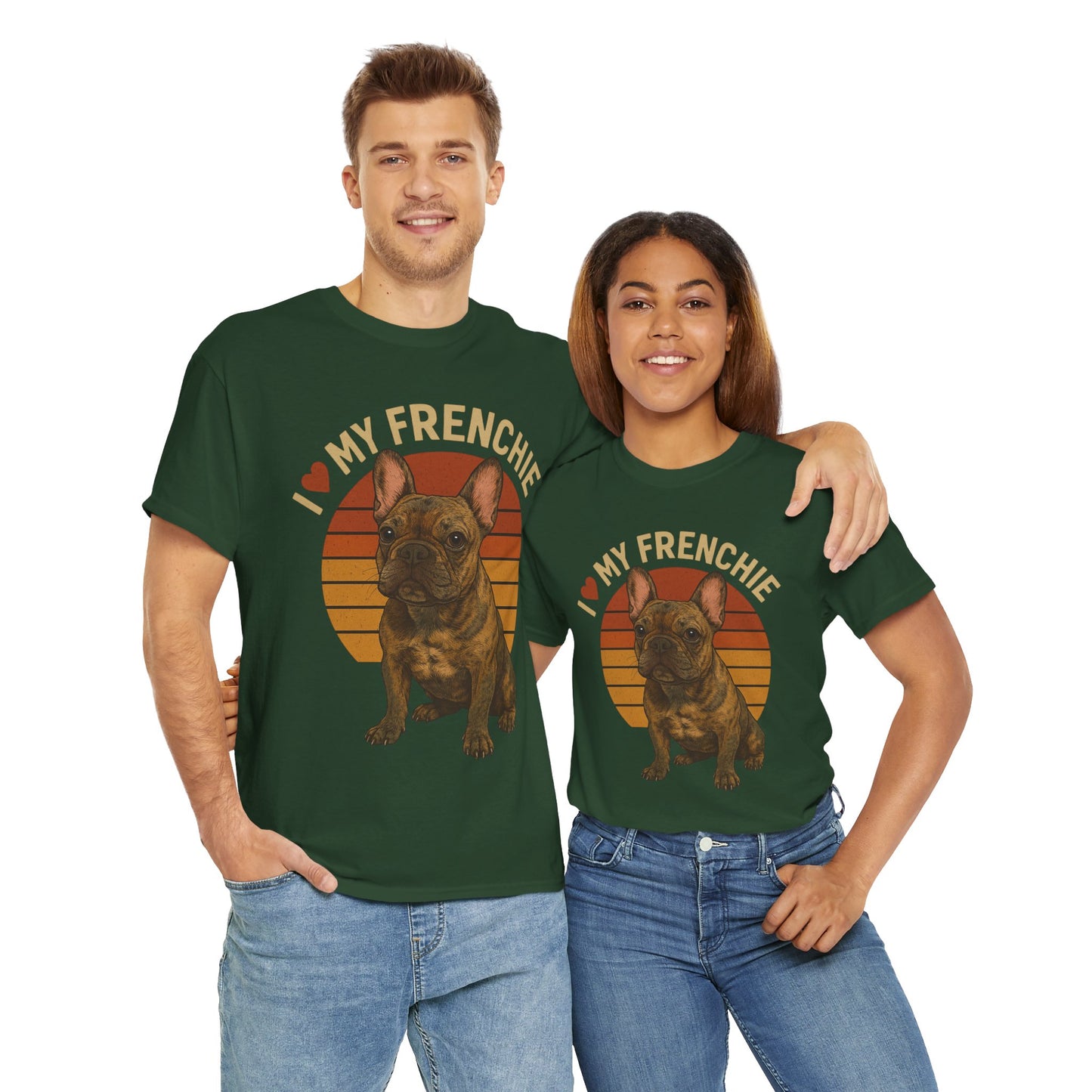 I Love My Frenchie T-Shirt | Brindle French Bulldog Retro Tee | Vintage Dog Lover Shirt | Frenchie Mom & Dad Gift