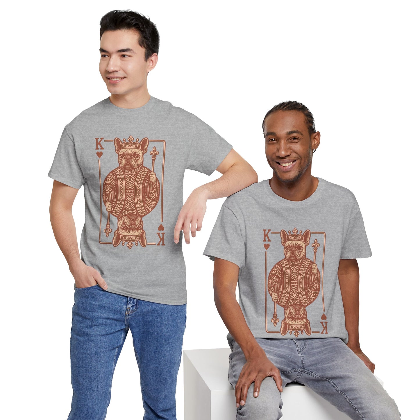 King French Bulldog Shirt, Frenchie Playing Card Tee, Royal Frenchie T-Shirt, Vintage French Bulldog Graphic Shirt, Dog Lover Gift, King of Hearts Frenchie Tee