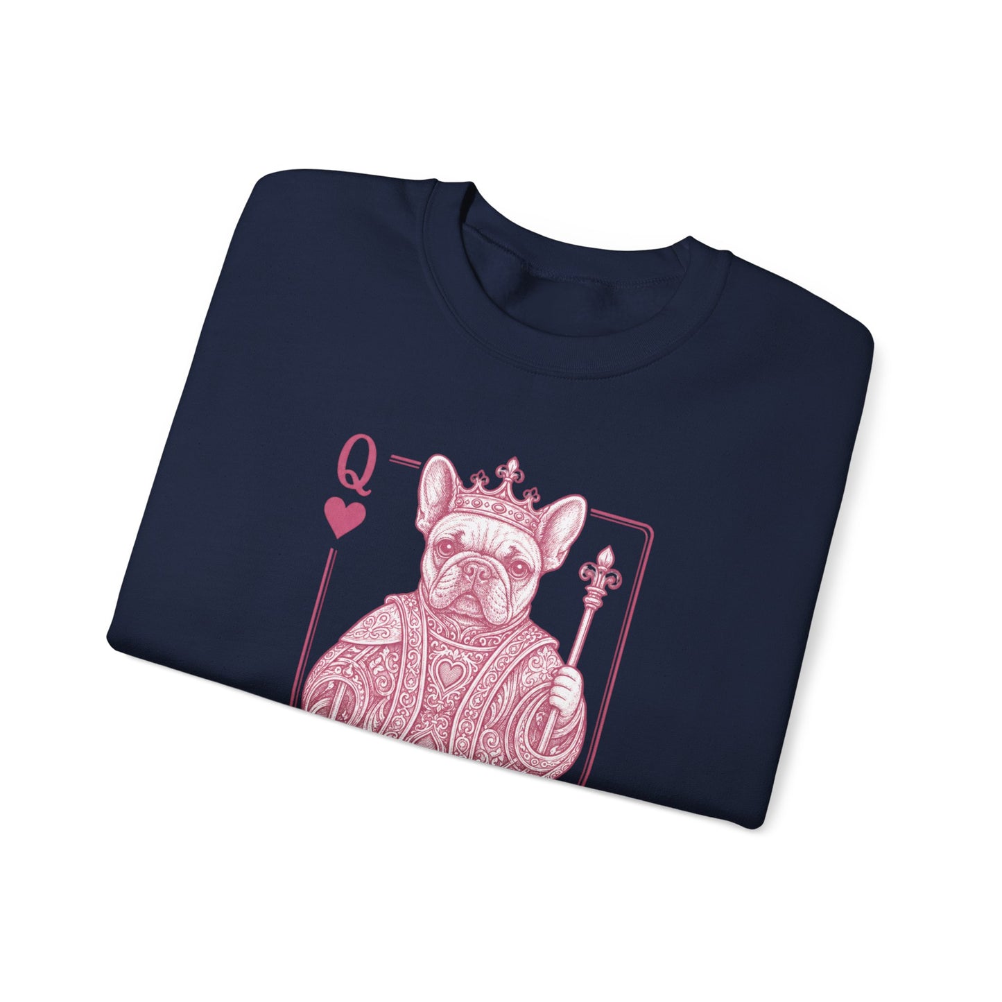 Queen of Hearts French Bulldog Sweatshirt, Frenchie Queen Playing Card Sweatshirt, Dog Mom Crewneck, Royal French Bulldog Gift, Cute Frenchie Sweatshirt