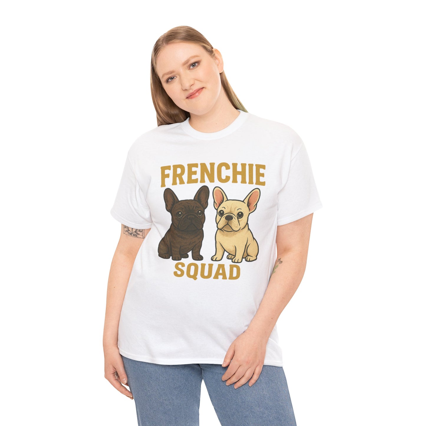Frenchie Squad T-Shirt | Matching French Bulldog Lover Tee | Retro Dog Mom & Dad Shirt | Cute Frenchie Crew Top | Brindle & Cream Bulldog Graphic