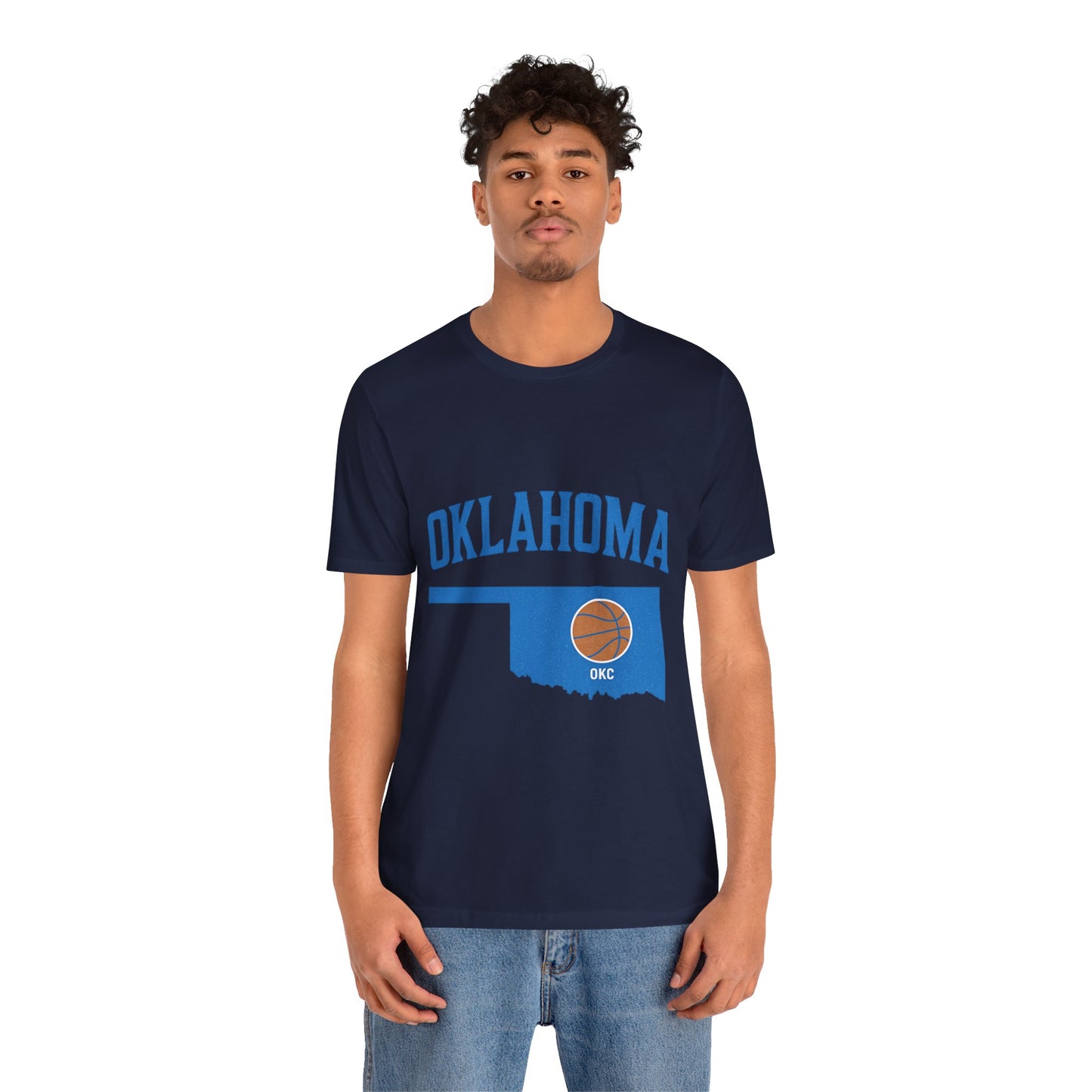 Oklahoma Basketball T-Shirt | OKC State Outline Tee | Blue and Orange Game Day Shirt | Retro Oklahoma Sports Graphic Top