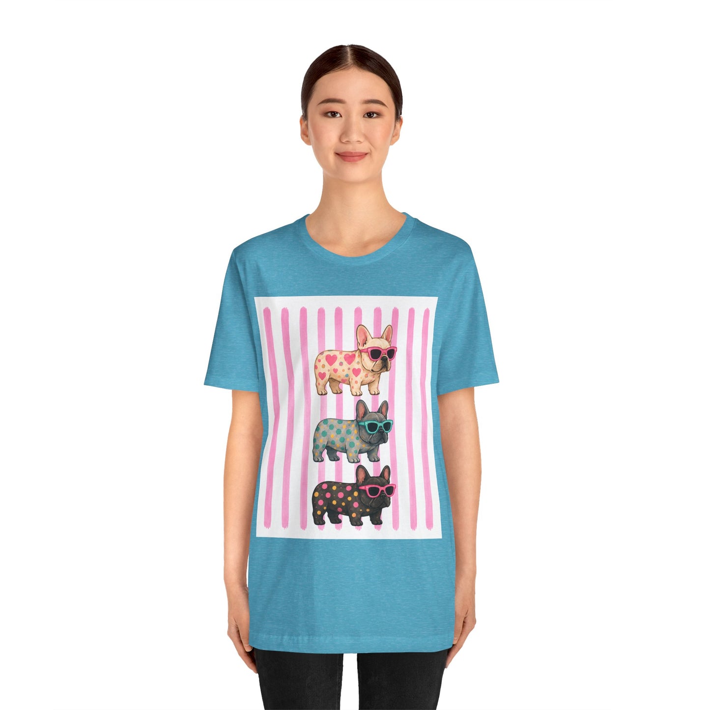 Cute French Bulldog Shirt, Pink Frenchie Sunglasses Tee, Colorful Frenchie Graphic Shirt, Dog Mom Gift, French Bulldog Lover T-Shirt