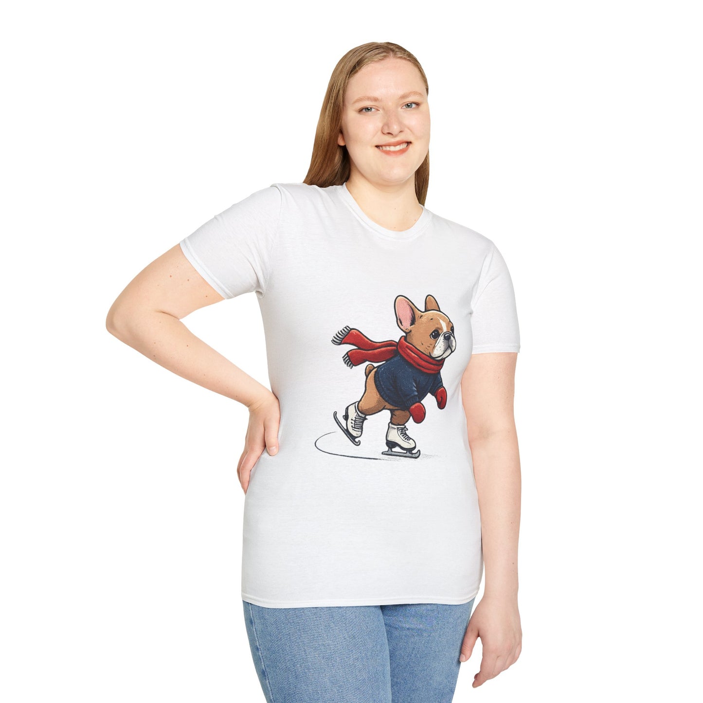 French Bulldog Ice Skating Shirt – Cute Winter Frenchie Tee, Holiday Dog Lover Gift, Skating Frenchie T-Shirt, Cozy Winter Puppy Graphic Tee