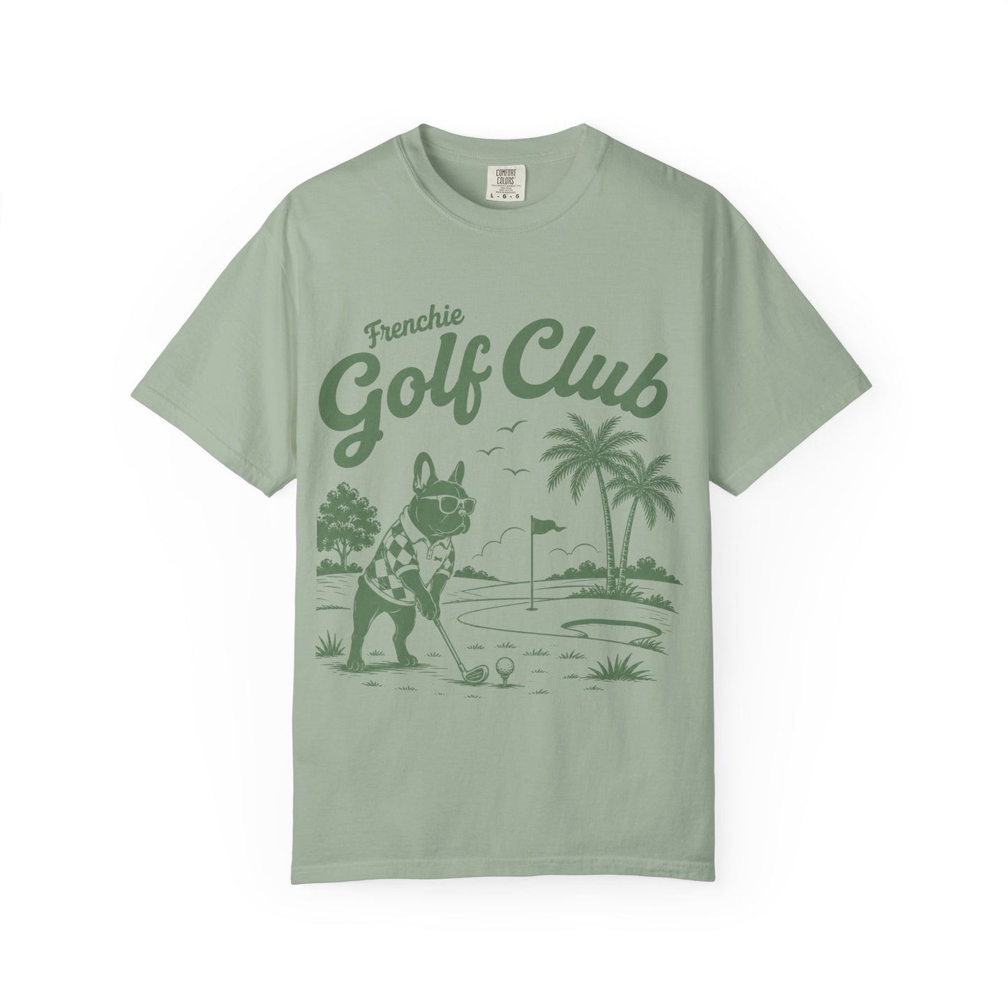 Golf Club T-Shirt — 'Frenchie Golf Club' Graphic Tee for Dog & Golf Lovers