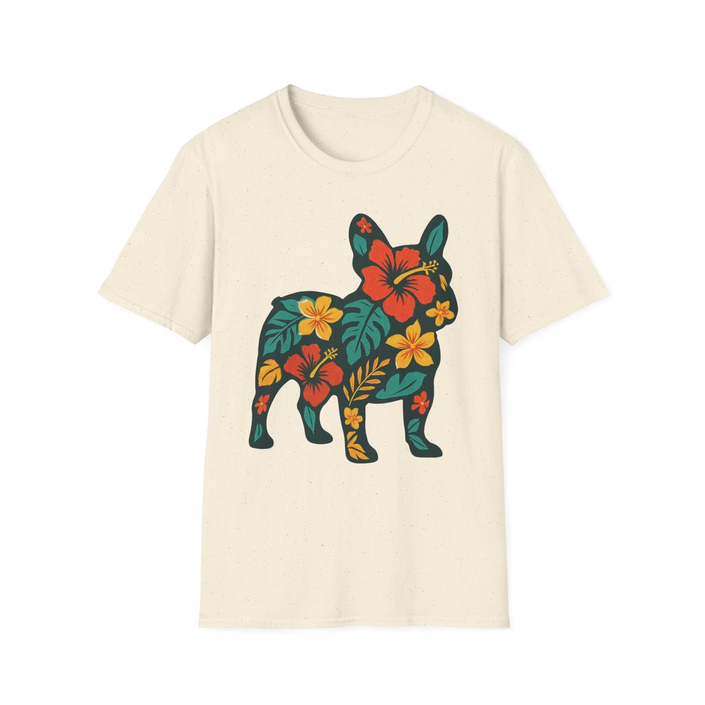 Hawaiian Frenchie Shirt | Floral French Bulldog T-Shirt | Tropical Dog Lover Tee | Cute Summer Frenchie Gift | Hibiscus Dog Silhouette