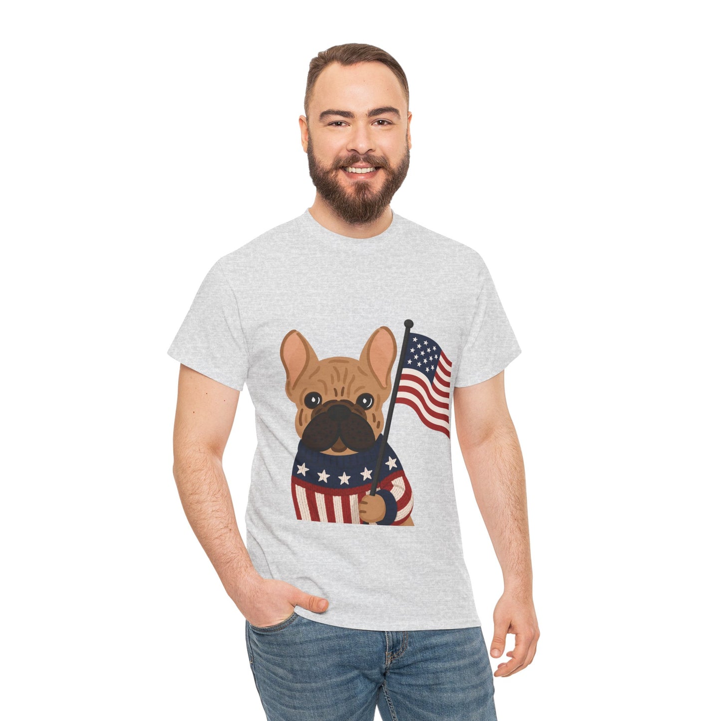 Patriotic French Bulldog Shirt, American Flag Frenchie Tee, Fourth of July Dog Lover Shirt, USA French Bulldog Gift, Patriotic Puppy Sweater Tee