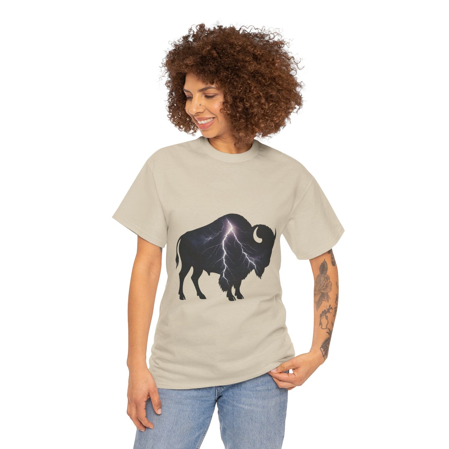 Lightning Bison T-Shirt – Oklahoma City Thunder-Inspired Tee, Electric Bison Graphic Shirt, OKC Basketball Fan Apparel