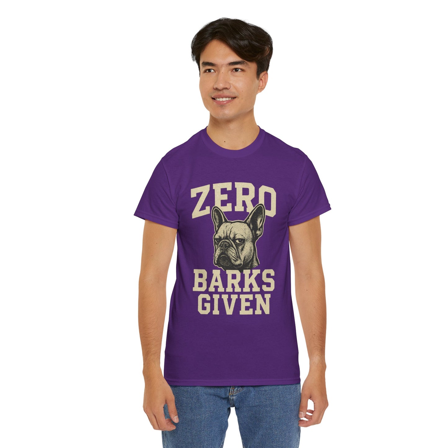 Zero Barks Given Frenchie T-Shirt – Funny French Bulldog Tee, Grumpy Dog Humor Shirt, Frenchie Lover Gift, Dog Mom Graphic Tee, Vintage Style Dog Shirt