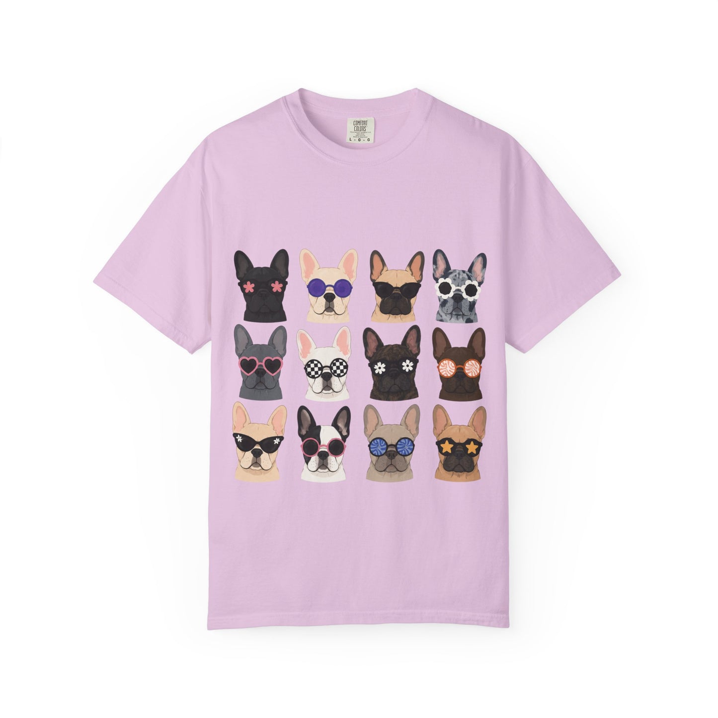 French Bulldog Sunglasses Shirt, Frenchie Faces Tee, Cute French Bulldog Shirt, Colorful Frenchie Dog Lover Gift, Dog Mom Graphic Tee