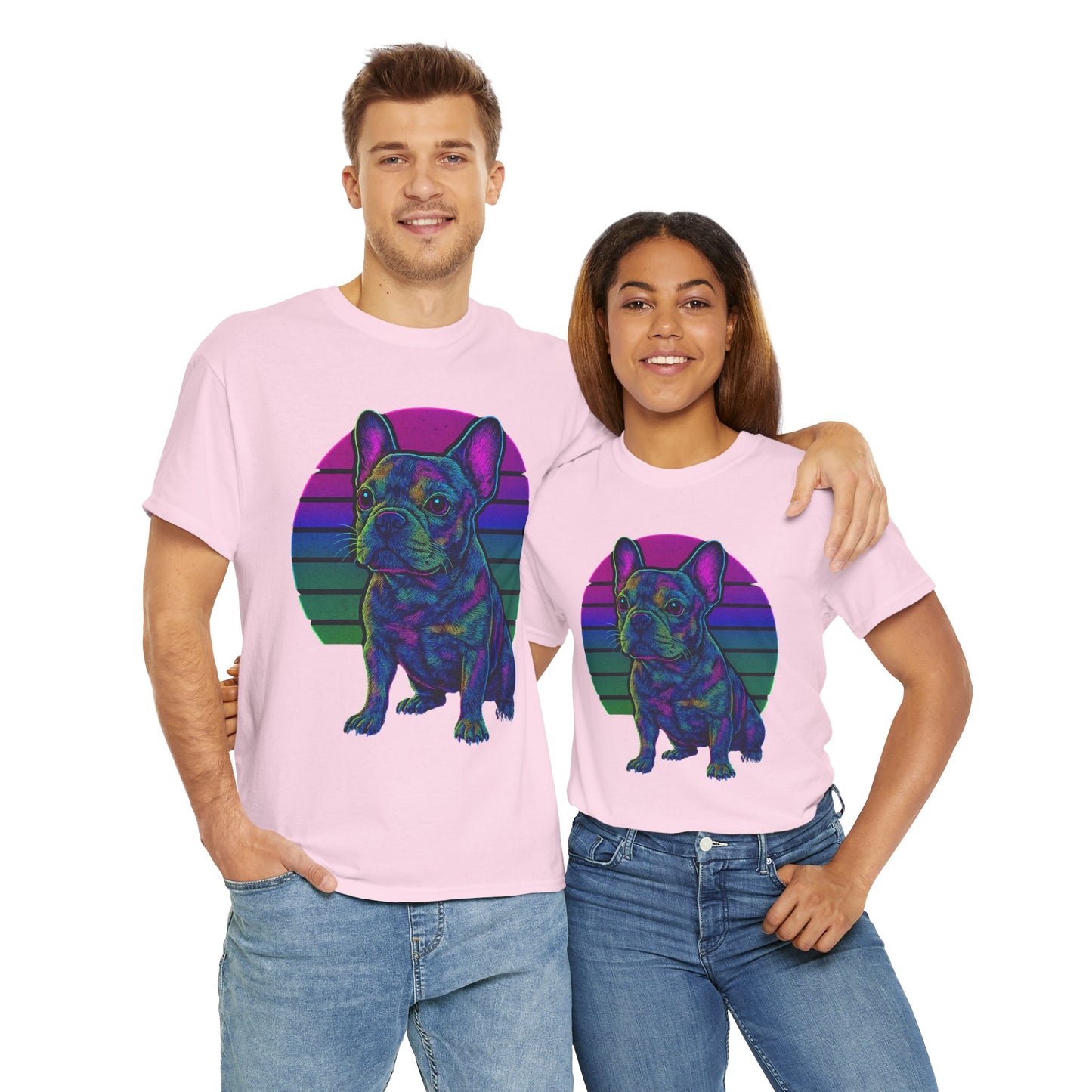 Neon French Bulldog T-Shirt | Retro 80s Frenchie Tee | Colorful Dog Lover Shirt | Electric Frenchie Gift for Men & Women