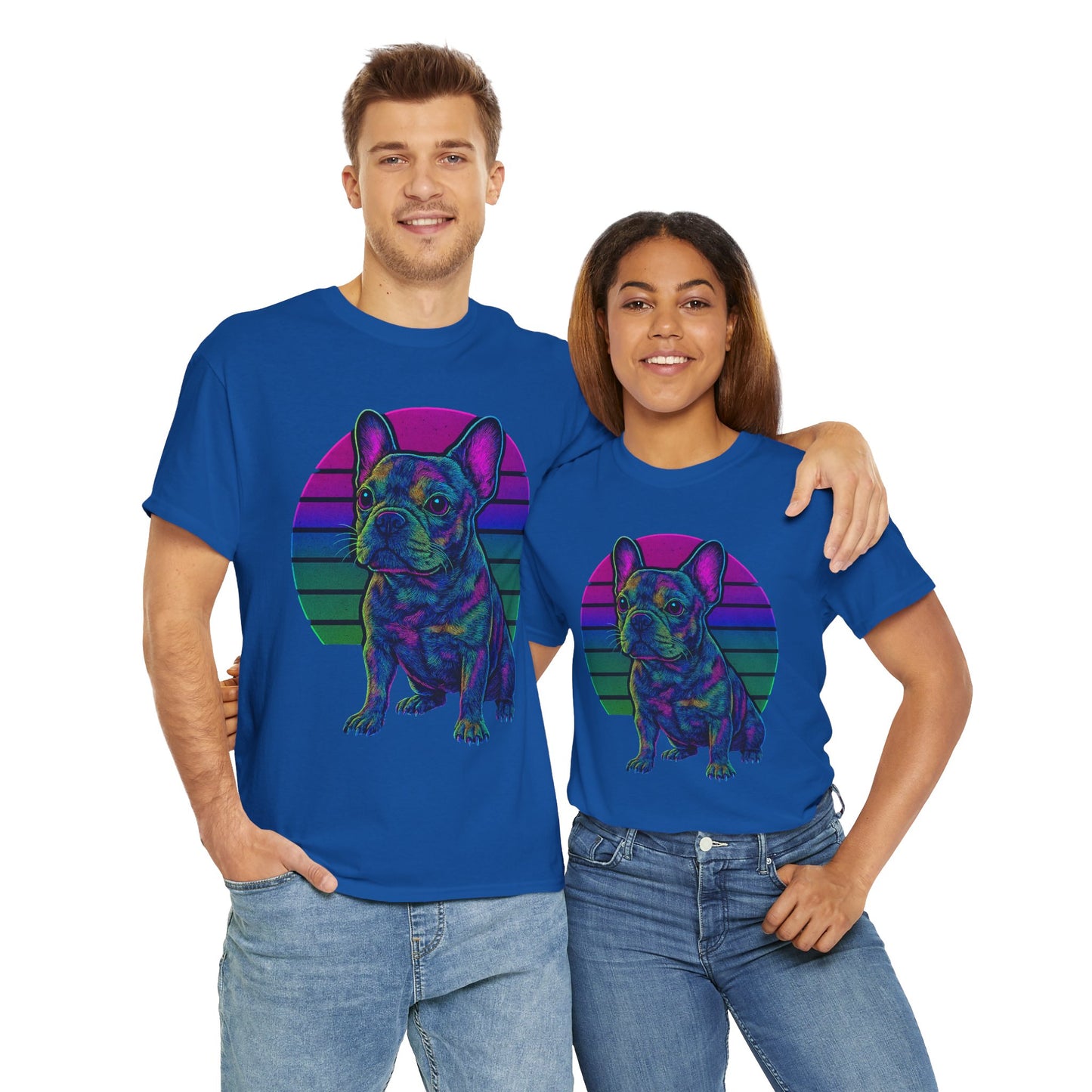 Neon French Bulldog T-Shirt | Retro 80s Frenchie Tee | Colorful Dog Lover Shirt | Electric Frenchie Gift for Men & Women