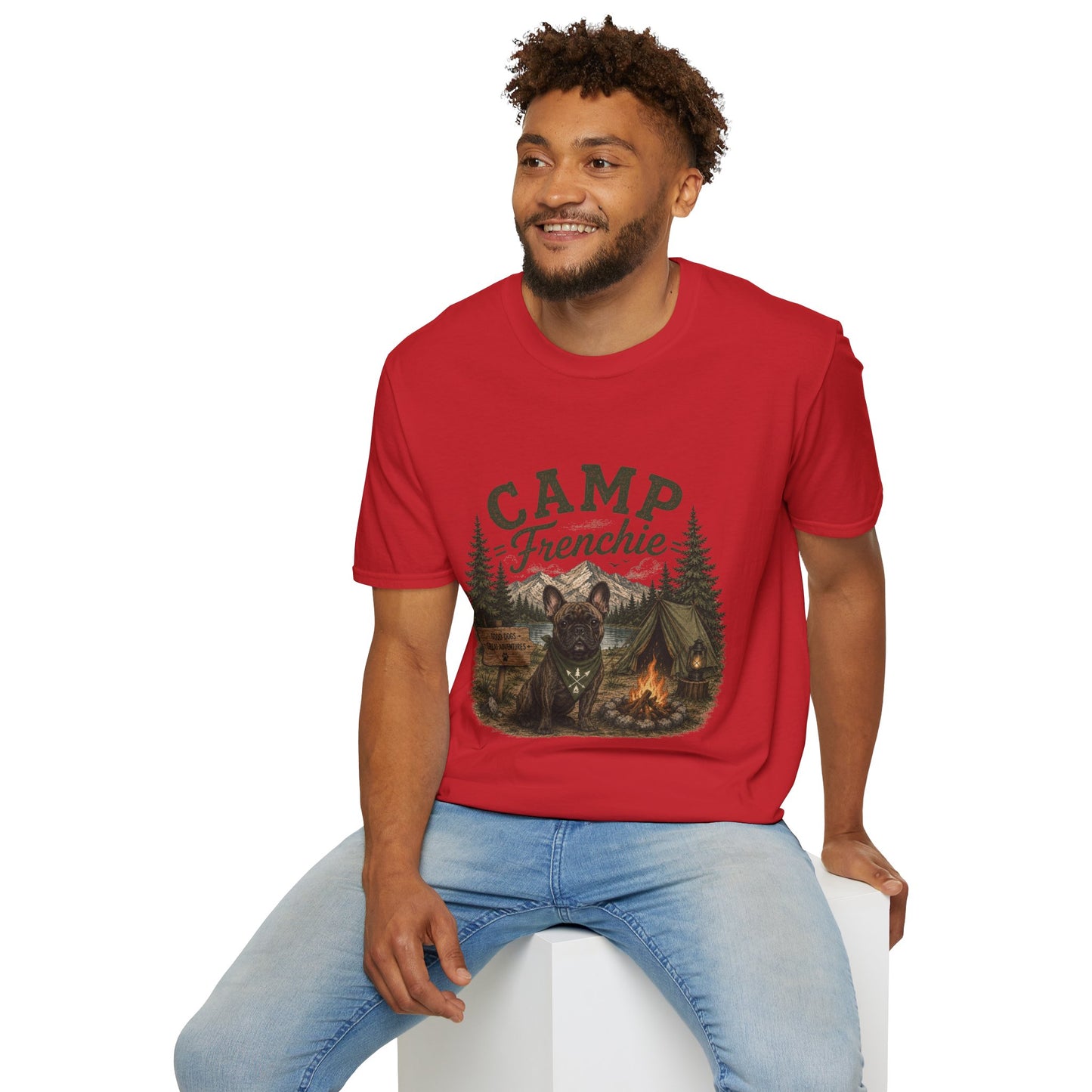 Camp Frenchie Shirt, French Bulldog Camping Shirt, Frenchie Outdoor Tee, Dog Camping Shirt, Adventure Dog Lover Gift, Campfire French Bulldog T-Shirt, Nature Graphic Tee