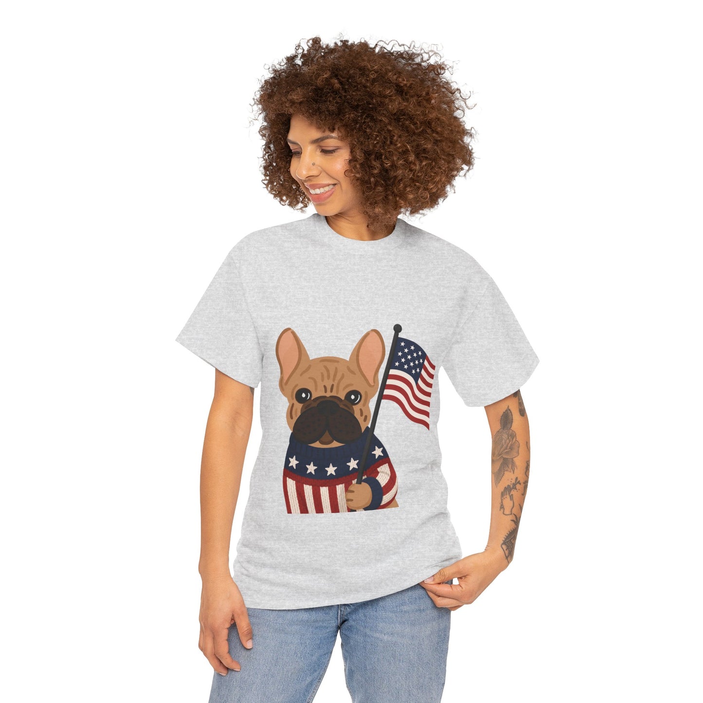 Patriotic French Bulldog Shirt, American Flag Frenchie Tee, Fourth of July Dog Lover Shirt, USA French Bulldog Gift, Patriotic Puppy Sweater Tee