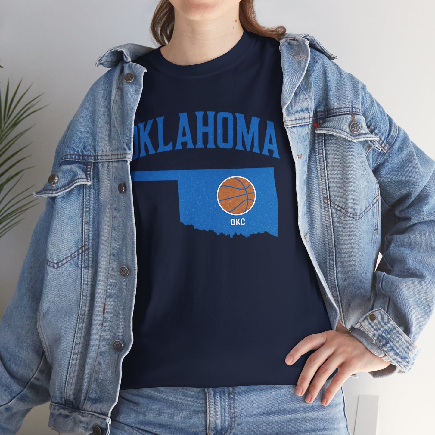 Oklahoma City Basketball Shirt | OKC Basketball Style Tee | Blue & Orange Oklahoma State T-Shir