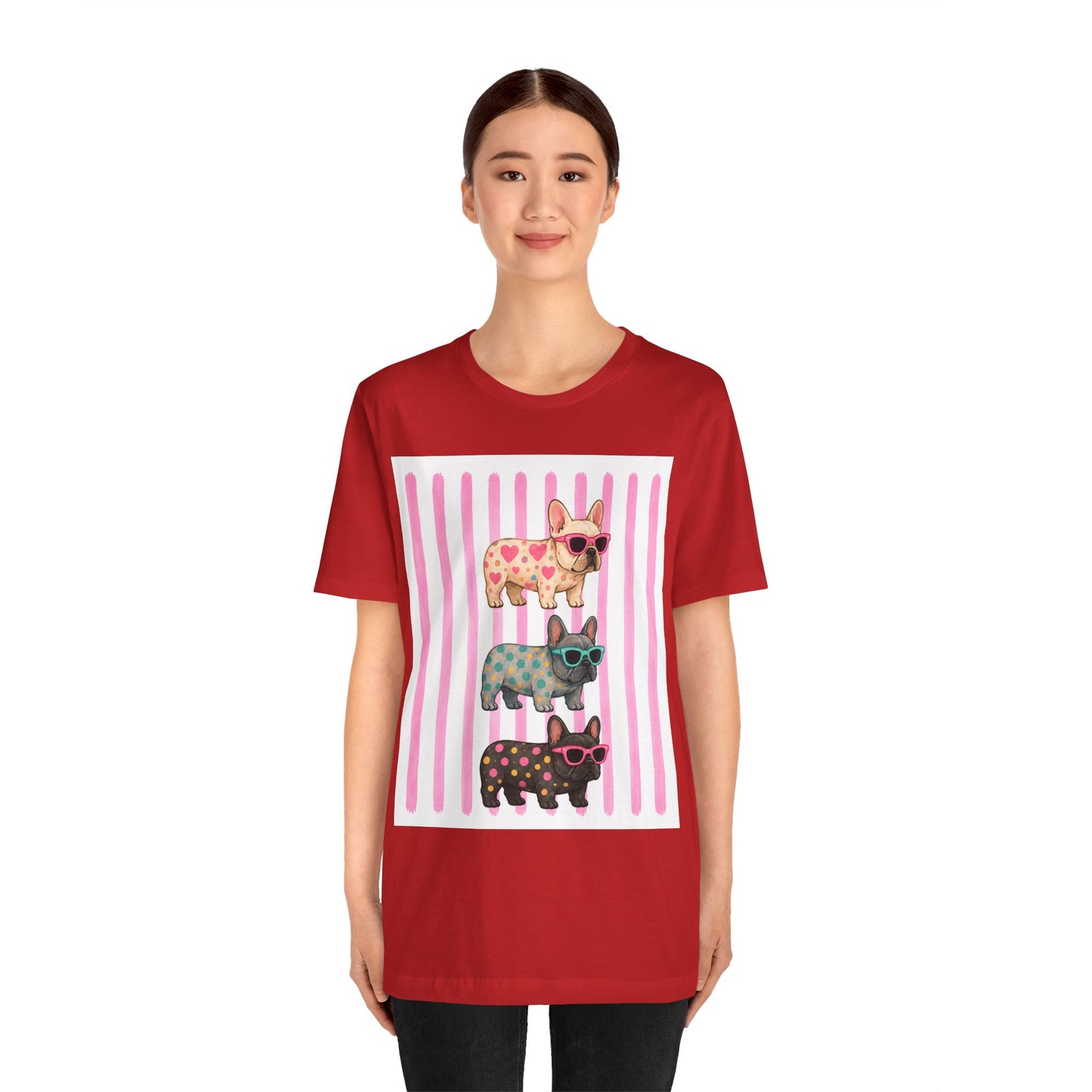 Cute French Bulldog Shirt, Pink Frenchie Sunglasses Tee, Colorful Frenchie Graphic Shirt, Dog Mom Gift, French Bulldog Lover T-Shirt