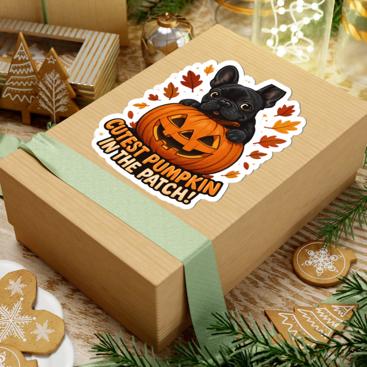 Cutest Pumpkin in the Patch Frenchie Sticker | Fall Dog Lover Sticker | Cute Halloween French Bulldog Decal | Autumn Pet Mom Gift
