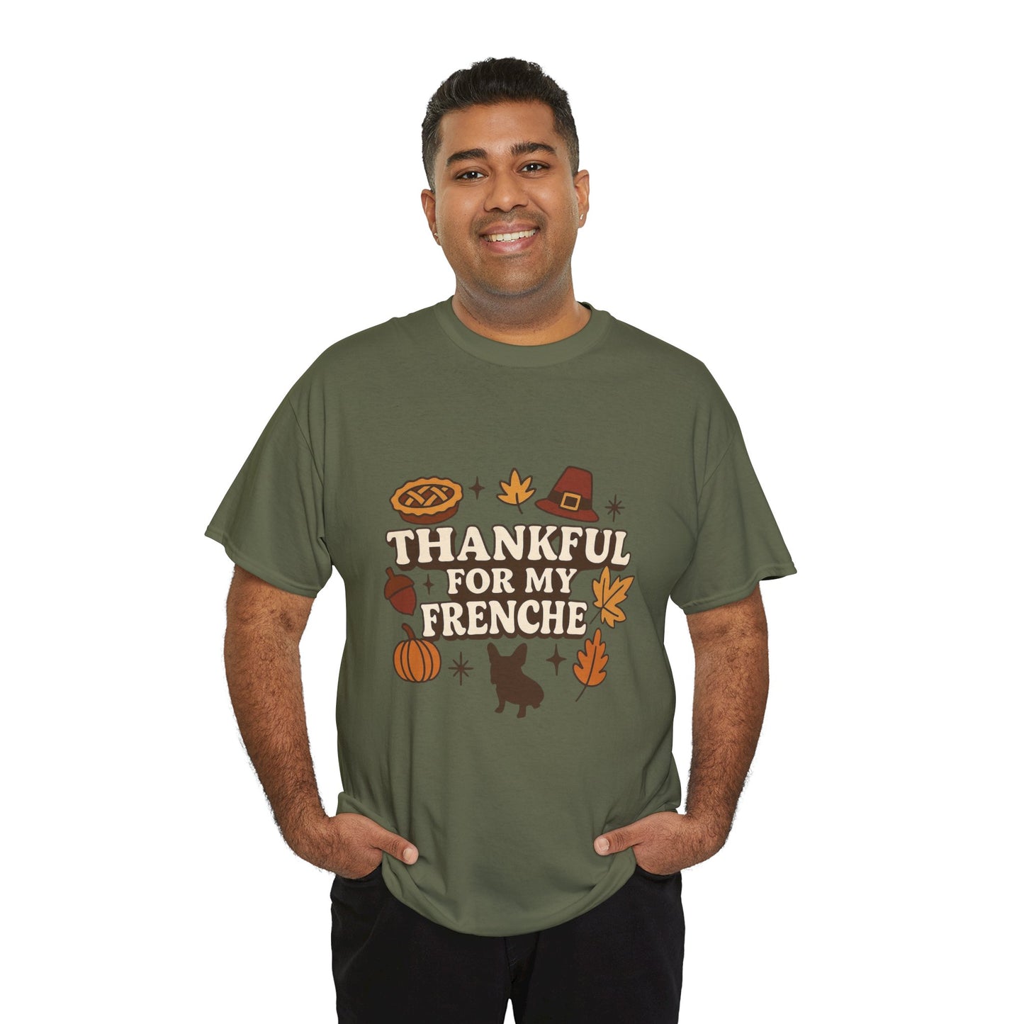 Thankful for My Frenchie Shirt – Thanksgiving French Bulldog Tee, Fall Dog Lover Gift, Autumn Pet Parent T-Shirt, Cute Pumpkin Pie Graphic