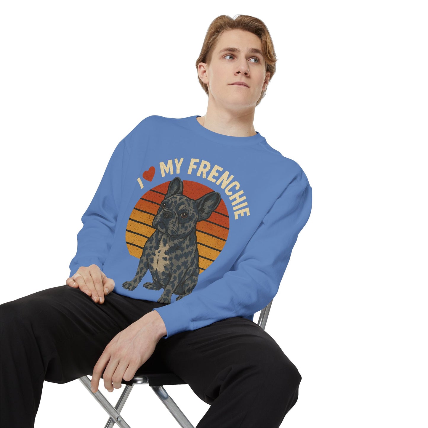 Retro Merle French Bulldog Pullover | Vintage Frenchie Sweatshirt | Cute Dog Lover Gift | Unisex Cozy French Bulldog Sweater