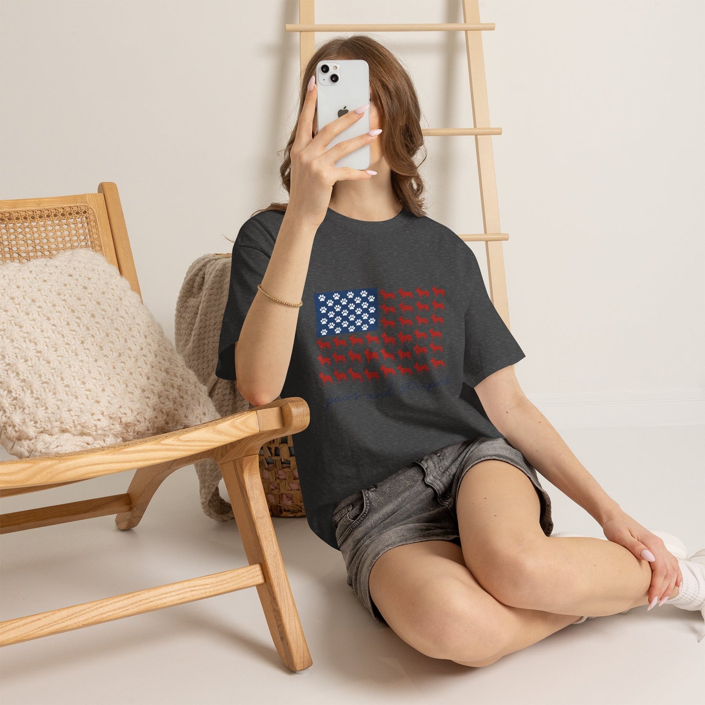 Paws and Stripes Shirt, Patriotic French Bulldog Tee, Frenchie American Flag Shirt, 4th of July Dog Lover Gift, USA Frenchie Tee