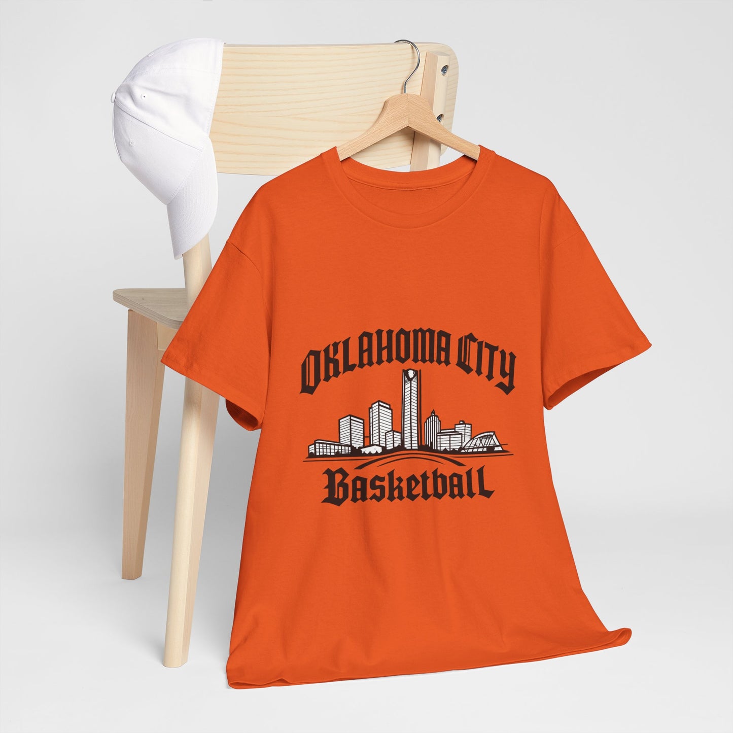 Oklahoma City Basketball Shirt, OKC Skyline Tee, Oklahoma Basketball Fan Shirt, thunder Sports Shirt, Orange Basketball Graphic Tee