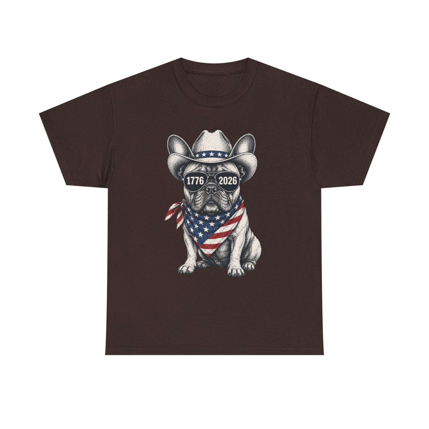 Patriotic French Bulldog Shirt, 250th Anniversary America Tee, 1776 2026 Frenchie Cowboy Shirt, 4th of July Dog Lover Gift