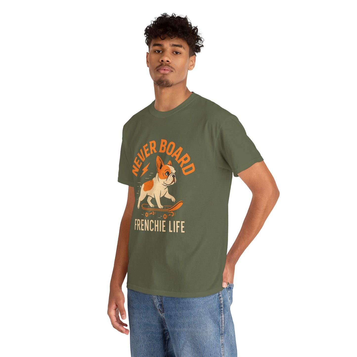 Never Board Frenchie Life T-Shirt | Funny Skateboard Dog Tee | French Bulldog Graphic Shirt | Cool Pet Lover Gift