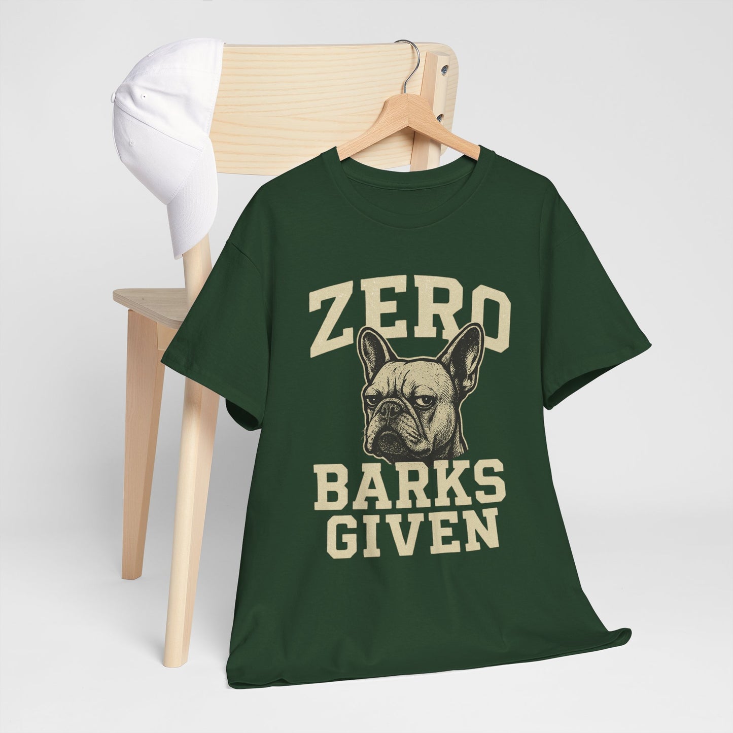 Zero Barks Given Frenchie T-Shirt – Funny French Bulldog Tee, Grumpy Dog Humor Shirt, Frenchie Lover Gift, Dog Mom Graphic Tee, Vintage Style Dog Shirt