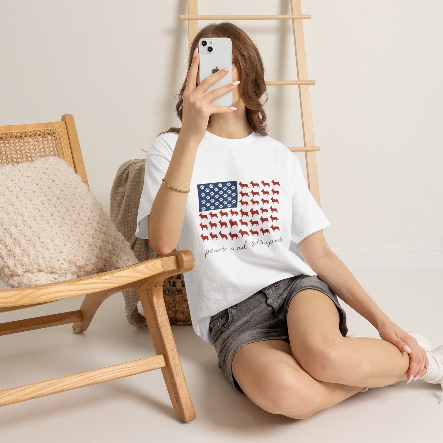 Paws and Stripes Shirt, Patriotic French Bulldog Tee, Frenchie American Flag Shirt, 4th of July Dog Lover Gift, USA Frenchie Tee