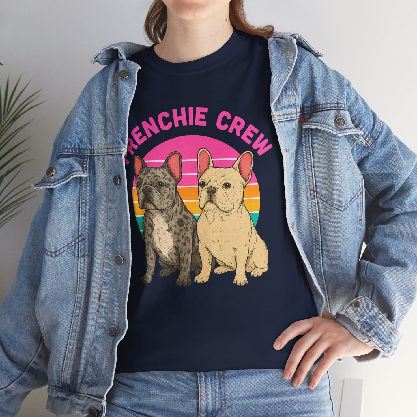 Frenchie Crew T-Shirt | Retro French Bulldog Tee | Merle & Cream Frenchie Dog Lover Shirt | Cute Gift for Frenchie Moms & Dads