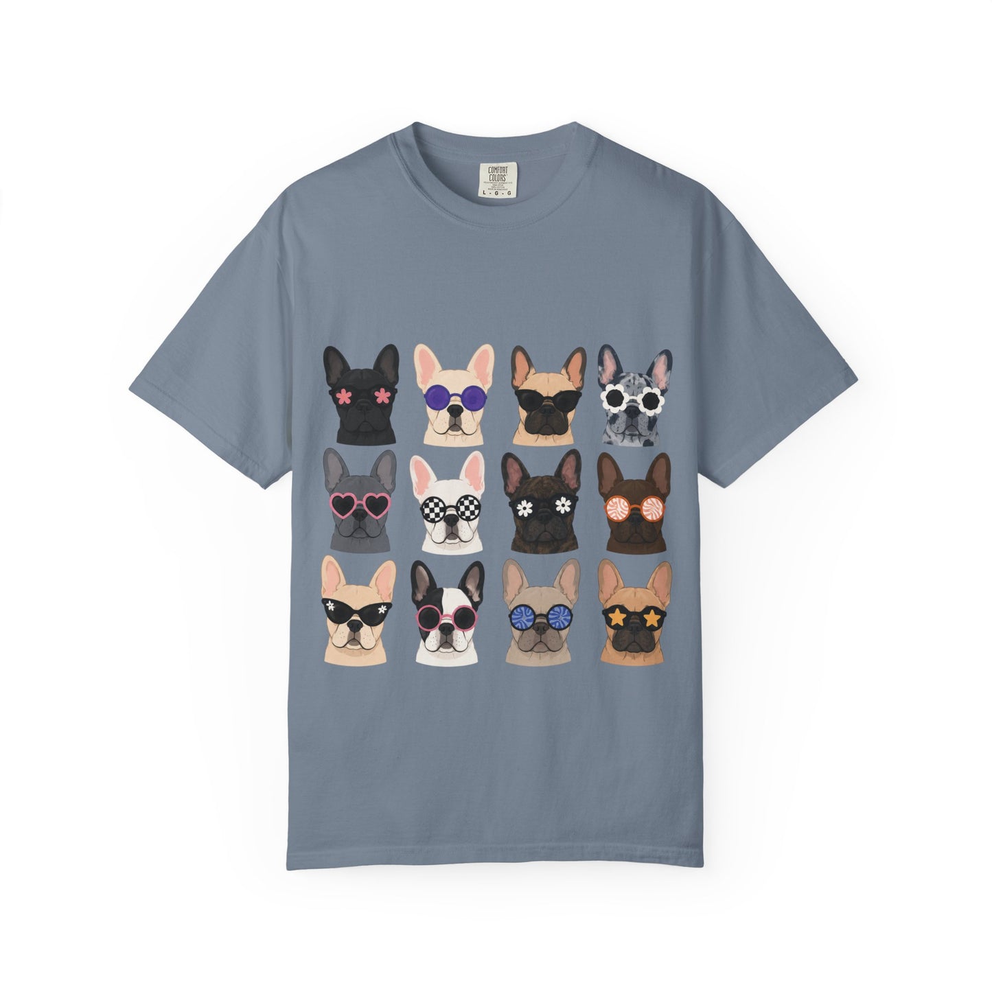 French Bulldog Sunglasses Shirt, Frenchie Faces Tee, Cute French Bulldog Shirt, Colorful Frenchie Dog Lover Gift, Dog Mom Graphic Tee