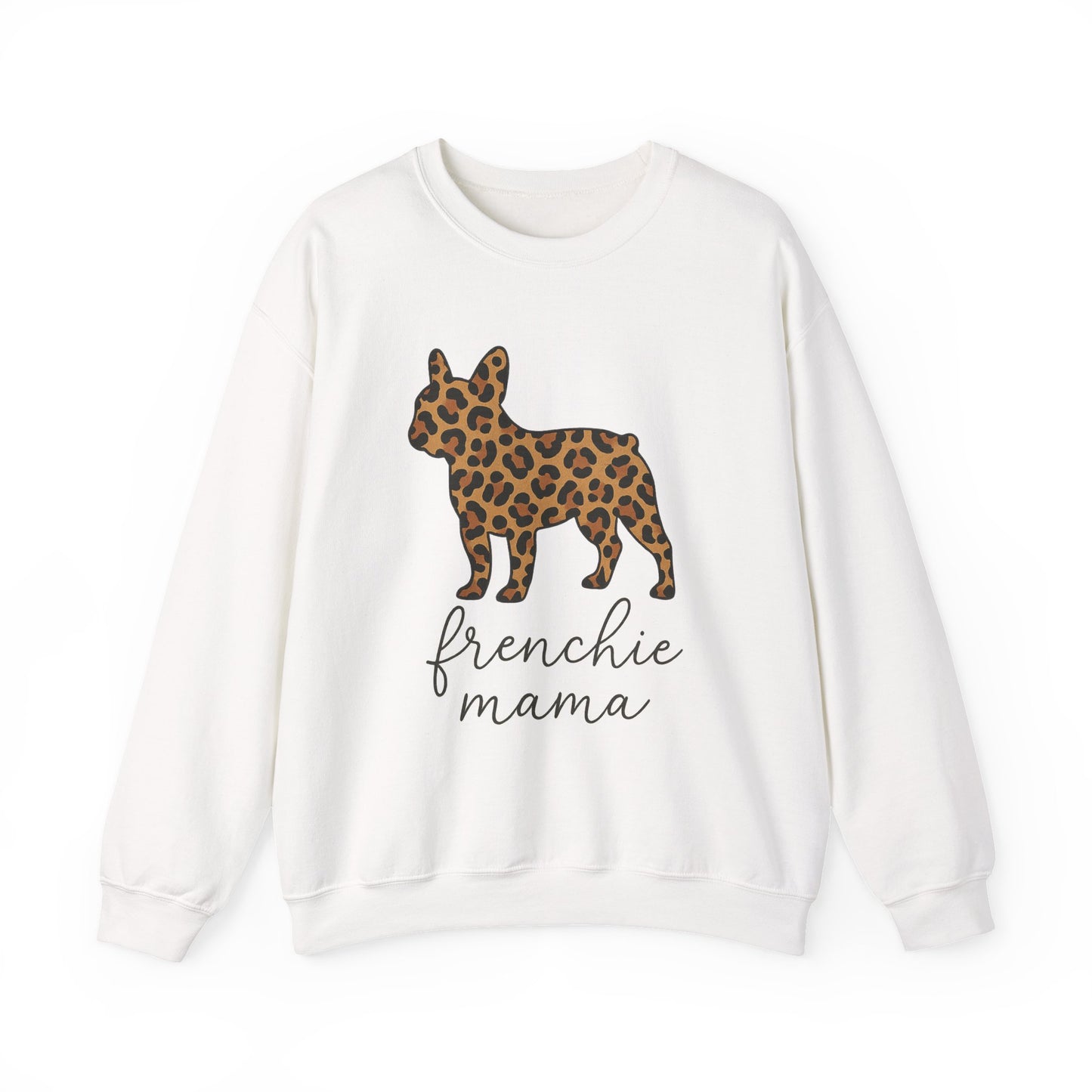 Frenchie Mama Leopard Print Sweatshirt | French Bulldog Mom Crewneck | Cheetah Print Frenchie Sweater | Dog Mom Gift | Cute Animal Print Pullover