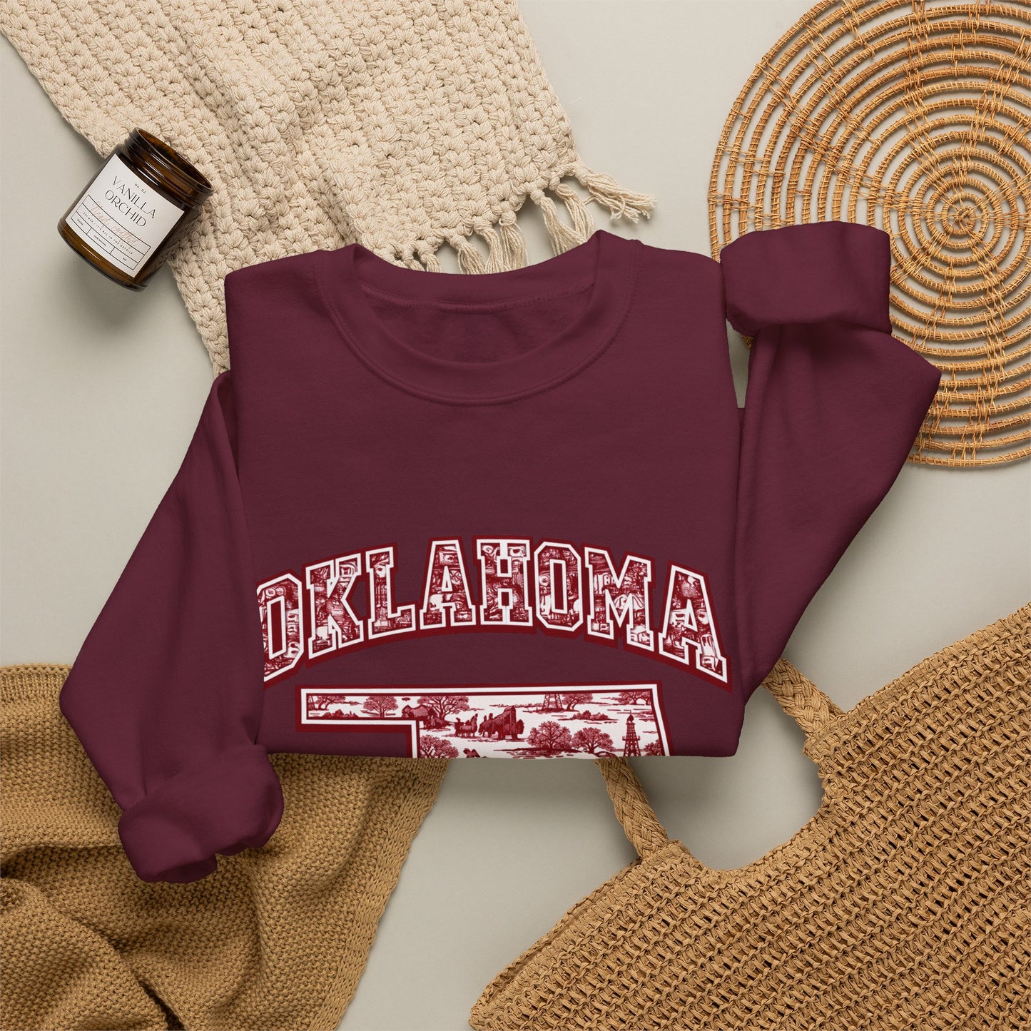 Oklahoma Football Sweatshirt, Oklahoma State Toile Crewneck, Crimson Game Day Sweatshirt, Oklahoma Fan Gift, Vintage Football Crewneck, sooner