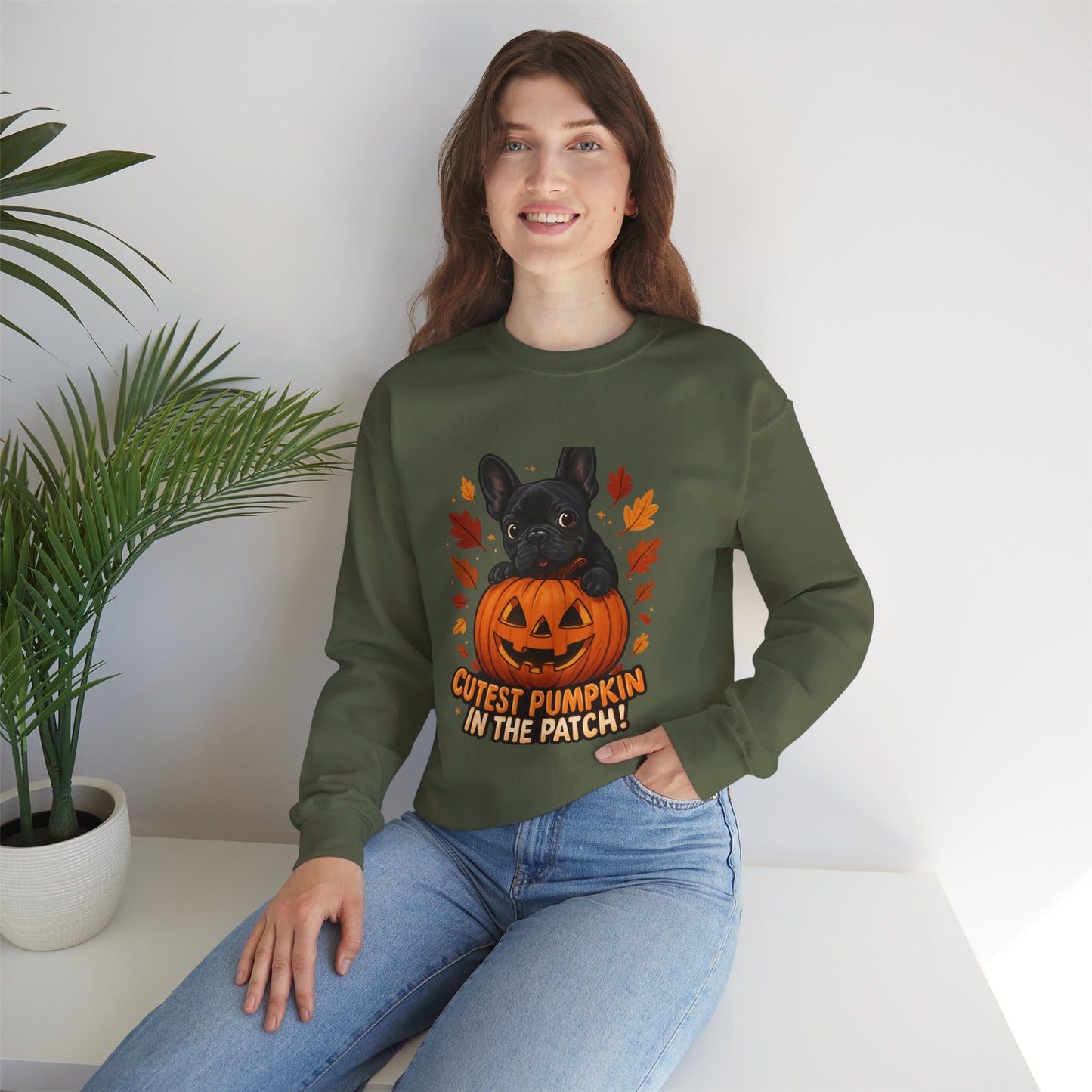 Cutest Pumpkin in the Patch Sweatshirt | Frenchie Fall Crewneck | Halloween Dog Lover Gift | Cozy French Bulldog Pumpkin Patch Pullover