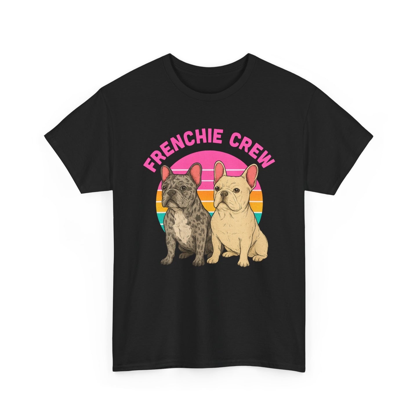 Frenchie Crew T-Shirt | Retro French Bulldog Tee | Merle & Cream Frenchie Dog Lover Shirt | Cute Gift for Frenchie Moms & Dads