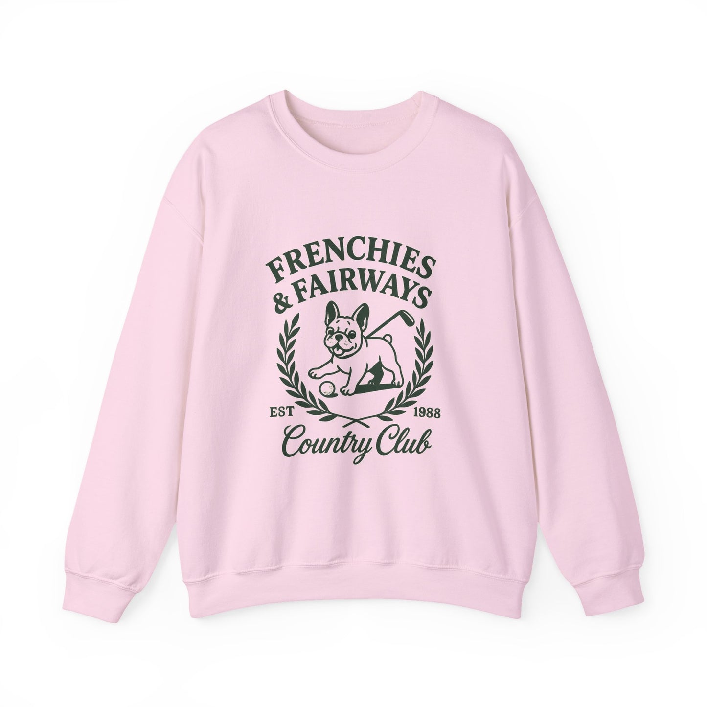 Frenchies & Fairways Sweatshirt | Golf Inspired French Bulldog Pullover | Country Club Retro Crewneck | Dog Lover Golf Gift Sweater