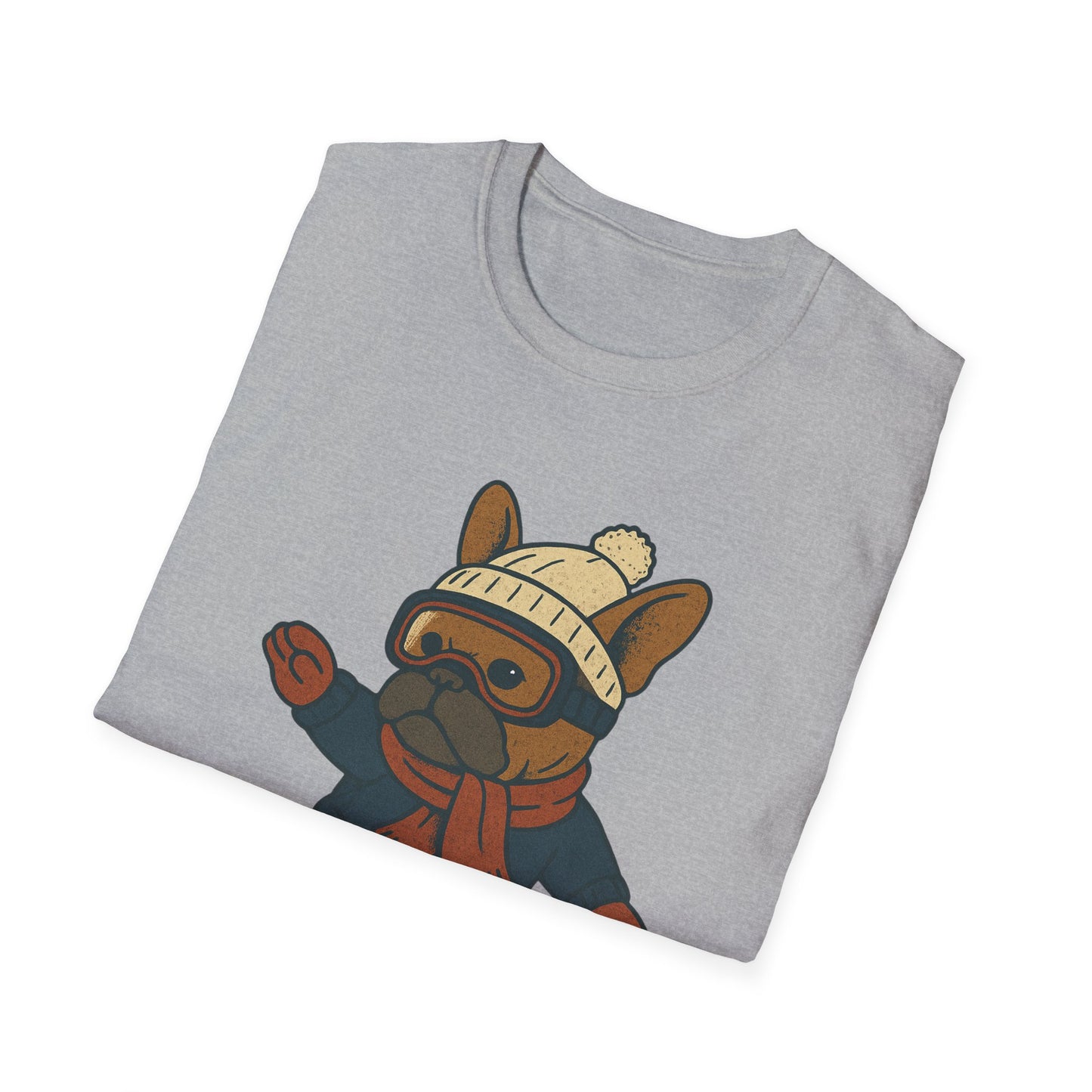 Snowboarding Frenchie T-Shirt | Cute Winter Dog Snowboard Tee | French Bulldog Snowboarder Shirt | Holiday Ski Resort Pup Graphic | Dog Lover Snow Sport Gift