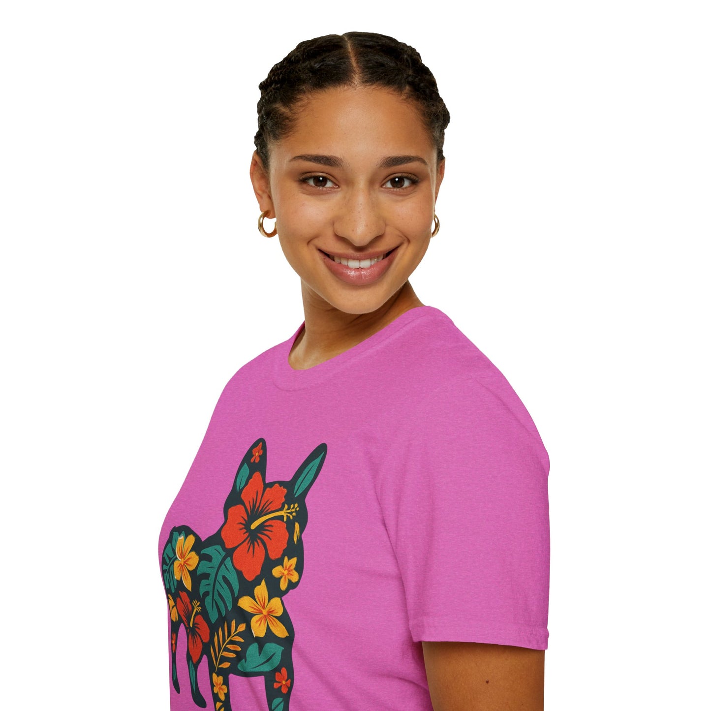 Hawaiian Frenchie Shirt | Floral French Bulldog T-Shirt | Tropical Dog Lover Tee | Cute Summer Frenchie Gift | Hibiscus Dog Silhouette