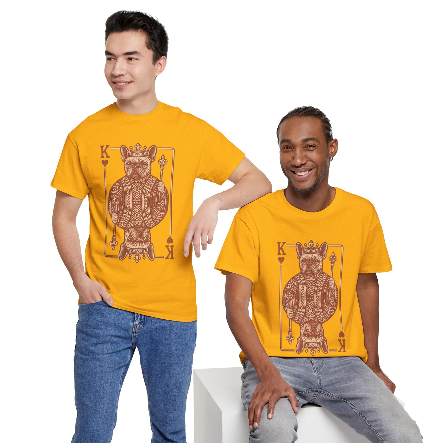 King French Bulldog Shirt, Frenchie Playing Card Tee, Royal Frenchie T-Shirt, Vintage French Bulldog Graphic Shirt, Dog Lover Gift, King of Hearts Frenchie Tee