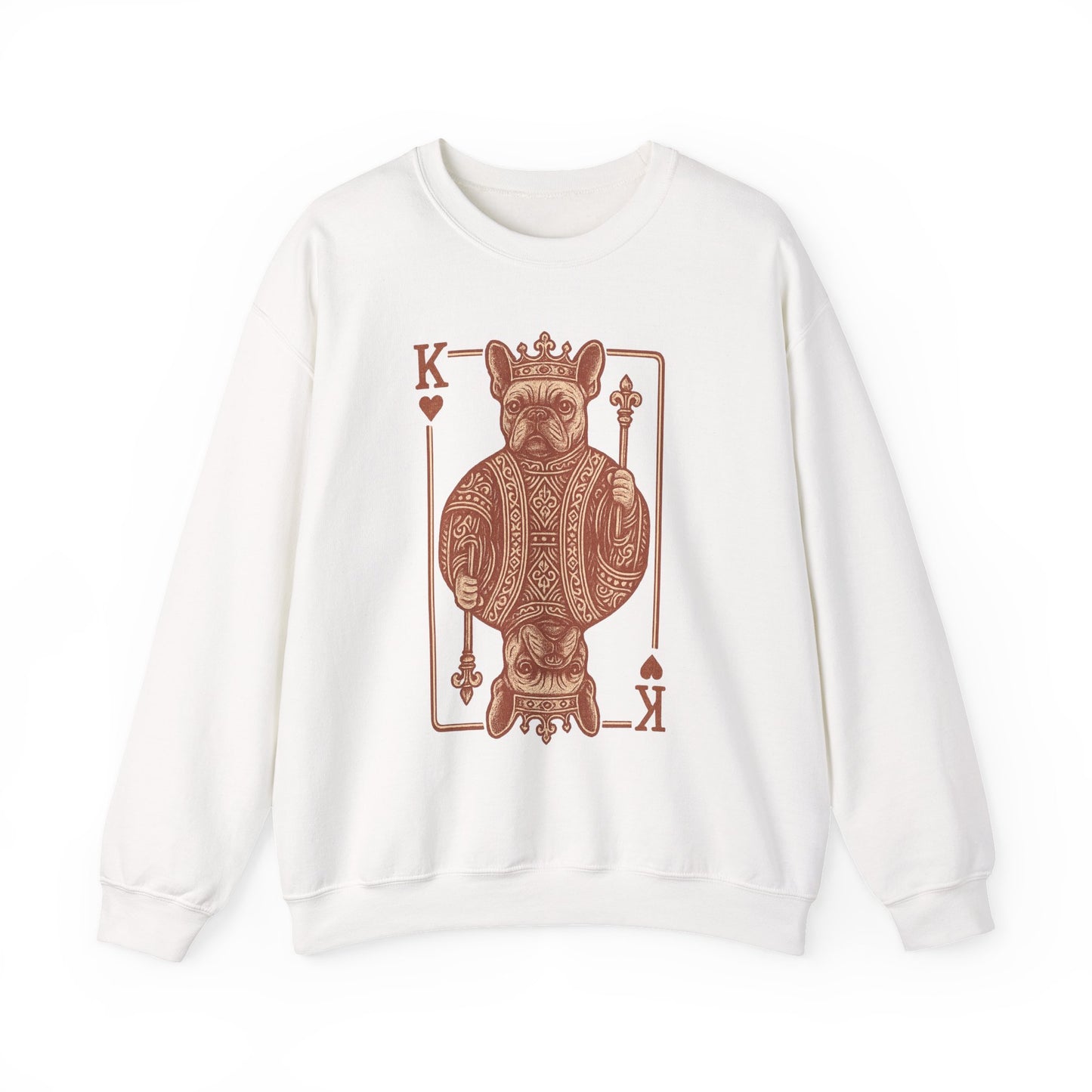 King French Bulldog Sweatshirt, Frenchie Playing Card Crewneck, Royal French Bulldog Pullover, King of Hearts Frenchie Sweatshirt, Vintage Dog Lover Gift